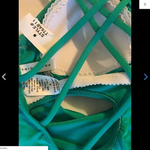 NEW $144 Trina Turk Garden Party Strappy-Back‎ One-Piece Jade Green [SZ 4 ] - Picture 8 of 8